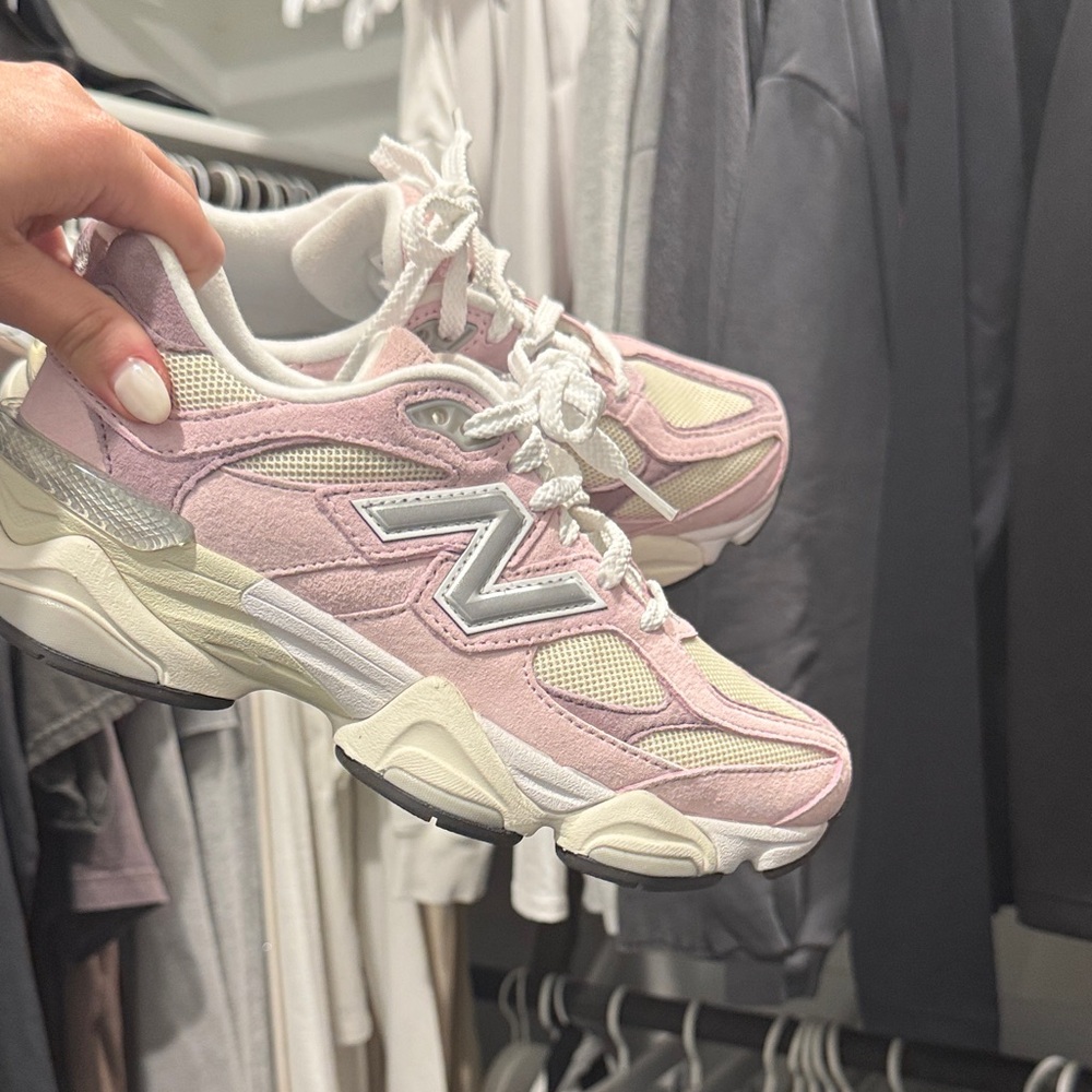 New Balance Women's Pink & Cream Mesh Suede Sneaker with Silver Accents